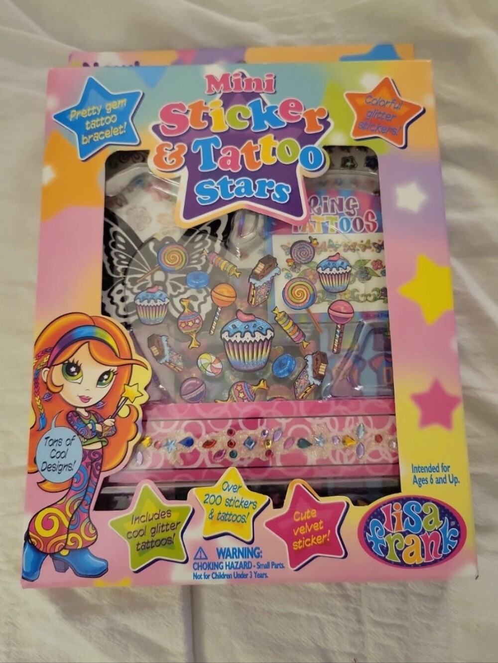 NEW Y2k Lisa Frank Mini Sticker & Tattoo Stars Velvet Stickers Glitter Tattoos